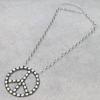 Large Peace Sign Necklace with Matching Earrings (2 Colors Available)