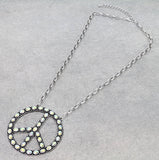 Large Peace Sign Necklace with Matching Earrings (2 Colors Available)