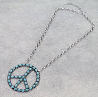 Large Peace Sign Necklace with Matching Earrings (2 Colors Available)