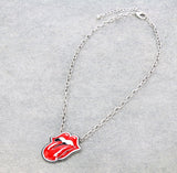 Red Lips & Tongue Necklace with Matching Earrings