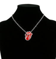 Red Lips & Tongue Necklace with Matching Earrings