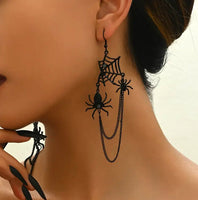 Halloween - Spiderwebs with Spiders Necklace & Earrings Set
