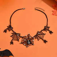 Halloween - Spiderwebs with Spiders Necklace & Earrings Set