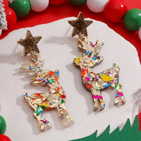 Christmas - Glitter Acrylic Reindeer Earrings (3 Choices)