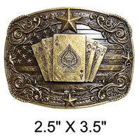 Western Engraved Poker Cards Buckle (2 Color Options)