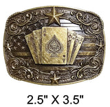 Western Engraved Poker Cards Buckle (2 Color Options)