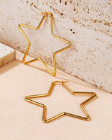 Star Shaped Hoop Earrings (Available in Goldtone or Silvertone)