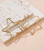 Star Shaped Hoop Earrings (Available in Goldtone or Silvertone)