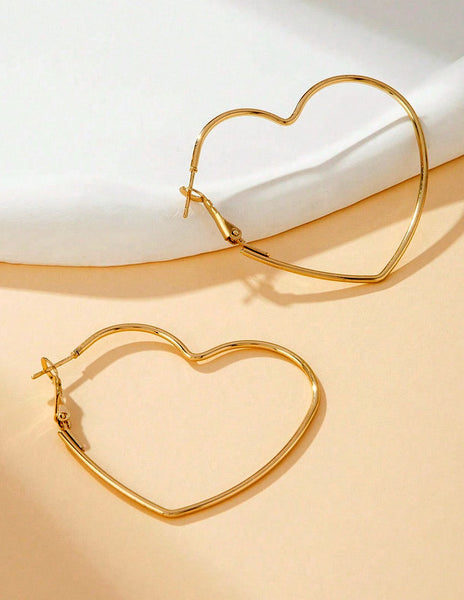 Heart Shaped Hoop Earrings (Available in Goldtone or Silvertone)