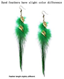 Bohemian Style Gold Spirals & Feather Earrings (8 Color Choices)