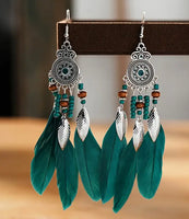 Boho-Chic Elegant Feather Dangle Earrings (7 Color Choices)