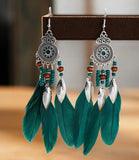Boho-Chic Elegant Feather Dangle Earrings (7 Color Choices)