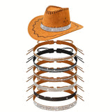 Western Faux Leather, Rhinestones, & Crystal Hat Band (6 Options Available)
