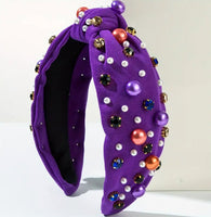 HALLOWEEN - Rhinestone & Pearls Knotted Headband (3 Color Choices)