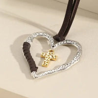 Boho Heart Cross Long Necklace