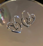 Rhinestone Post-Back Heart Earrings