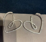 Rhinestone Post-Back Heart Earrings