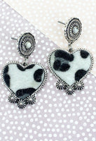 Heartland Hills Black & White Leopard Heart Earrings