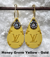 Embossed Teardrop Earrings with Charms (13 Color Choices)