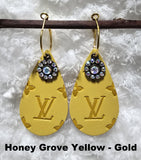 Embossed Teardrop Earrings with Charms (13 Color Choices)