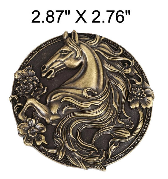 Western Engraved "Horse" Belt Buckle (2 Color Options)