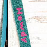 Turquoise & Pink "Howdy" Seed Bead Purse/Bag Strap