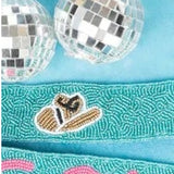 Turquoise & Pink "Howdy" Seed Bead Purse/Bag Strap