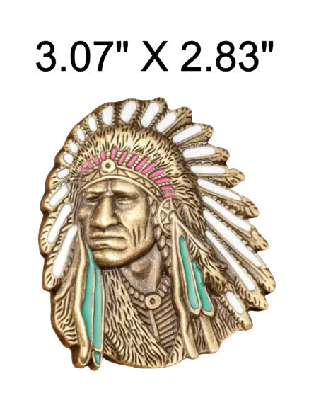 Western Engraved Indian Chief Buckle (2 Color Options)