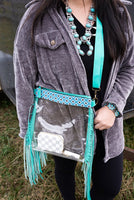 NEW PRINT - Jasmyn Clear Fringe Crossbody Bag