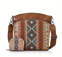 Aztec Crossbody/Shoulder Purse with Bonus Pouch (4 Color Choices)