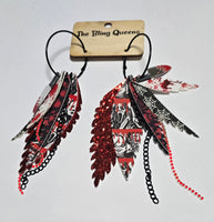 HALLOWEEN - Big & Boujee Custom Feather Earrings (Knives)