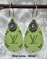 Embossed Teardrop Earrings with Charms (13 Color Choices)