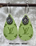 Embossed Teardrop Earrings with Charms (13 Color Choices)