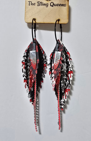 HALLOWEEN - Big & Boujee Custom Feather Earrings (Knives)