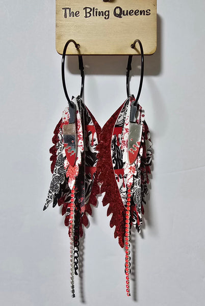HALLOWEEN - Big & Boujee Custom Feather Earrings (Knives)