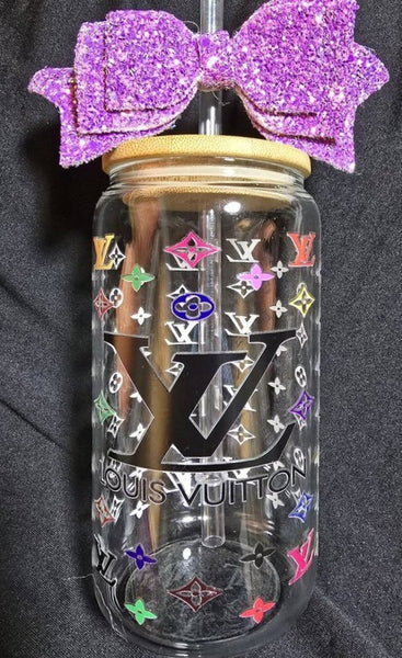 Multicolred LV Glass Tumbler 16oz Cup/Beer Can