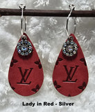 Embossed Teardrop Earrings with Charms (13 Color Choices)