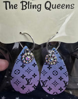 Lavender-Pink Ombre Teardrop Earrings with Charms