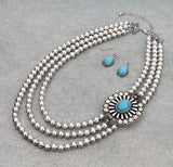Western 3 Layered Concho Necklace Set