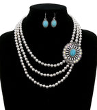 Western 3 Layered Concho Necklace Set