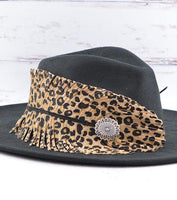 Western Concho Feather Hat Band (Leopard or Cow Print)