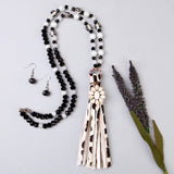 Leopard Tassel Squash Blossom Necklace Set (2 Color Choices)