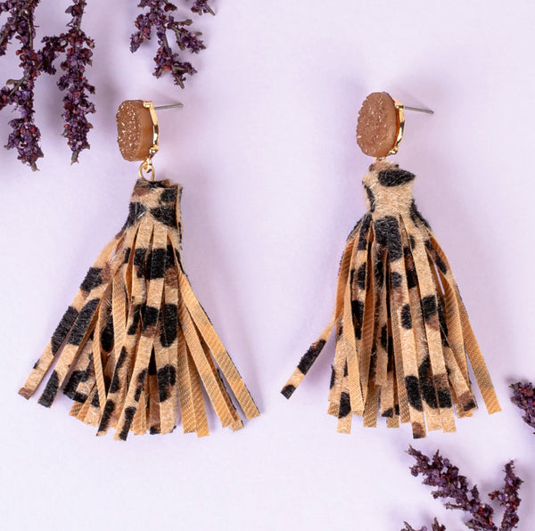 Leopard Tassel Earrings