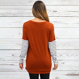 Rust & Leopard Print Top with Striped Long Sleeve Shirt