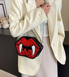 HALLOWEEN Glitter Red Lips/Fangs Crossbody with Bonus Matching Earrings