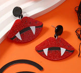 HALLOWEEN Glitter Red Lips/Fangs Crossbody with Bonus Matching Earrings