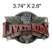 Engraved "Live to Ride, Ride to Live" Belt Buckle