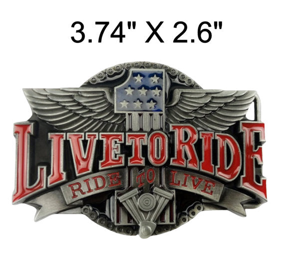 Engraved "Live to Ride, Ride to Live" Belt Buckle