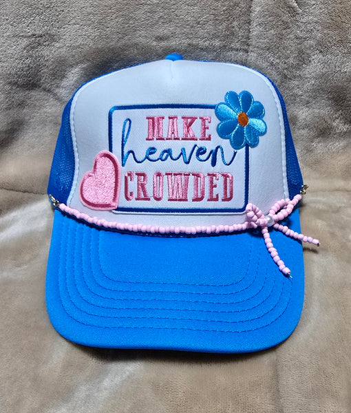 Handcrafted "Make Heaven Crowded" Trucker's Cap with Hat Chain