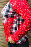 Cowboy Santa - Merry Christmas Y'all Bandana & Plaid Shirt